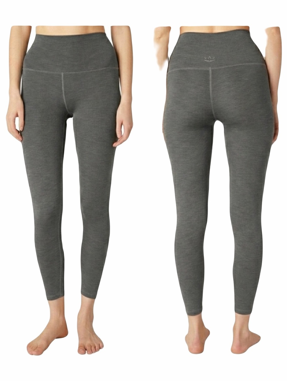 Beyond Yoga Heather Rib High Waisted 7/8 Yoga Leggings Medium Smoked Gray gym